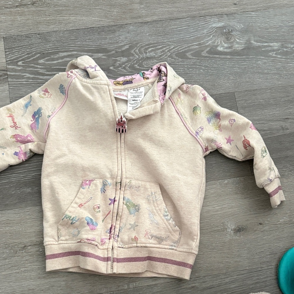 Disney Cream Hoodie with Colorful Patterns
